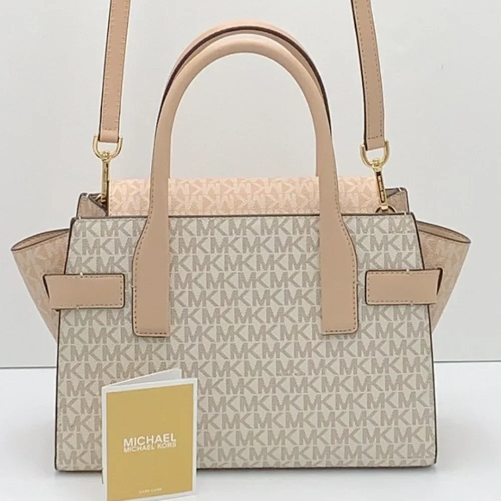 Michael Kors Carmen Medium Logo and Faux Leather Belted Satchel - Picture 8 of 16